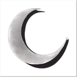 Crescent Moon Monochromatic Shadow Silhouette Anime Style Collection No. 315 Posters and Art